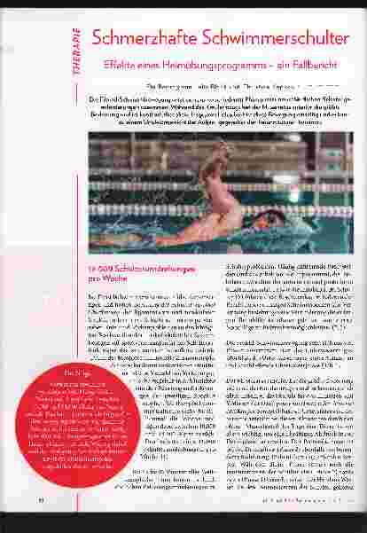 Vorschauseite 1: Schmerzhafte Schwimmerschulter. Effekte eines Heimübungsprogramms - ein Fallbericht