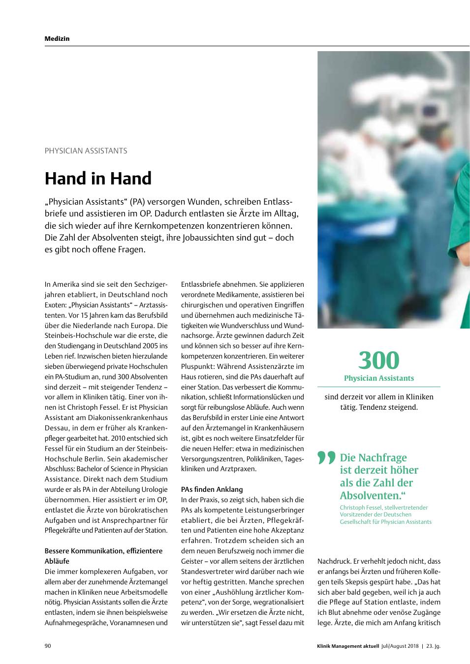 Vorschauseite 1: Physician Assistants: Hand in Hand