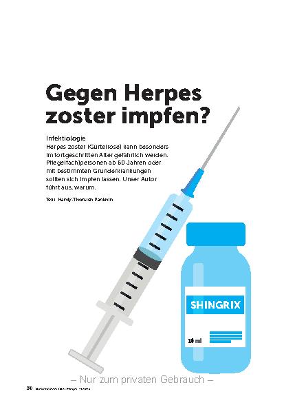 Vorschauseite 1: Gegen Herpes zoster impfen?