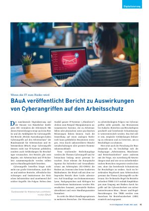 Vorschauseite 1: Wenn die IT zum Risiko wird BAuA veröffentlicht Bericht zu Auswirkungen von Cyberangriffen auf den Arbeitsschutz
