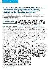 Vorschauseite 1: Deutlicher Rückgang der Arbeitsunfälle, Anstieg bei den Berufskrankheiten