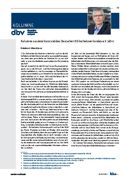 Vorschauseite 1: Kolumne aus dem Vorstand des Deutschen Bibliotheksverbandes e. V. (dbv)