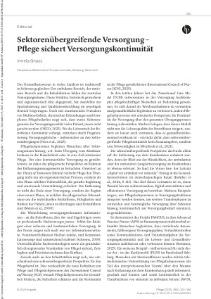 Vorschauseite 1: Sektorenübergreifende Versorgung – Pflege sichert Versorgungskontinuität