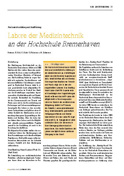 Vorschauseite 1: Labore der Medizintechnik an der Hochschule Bremerhaven