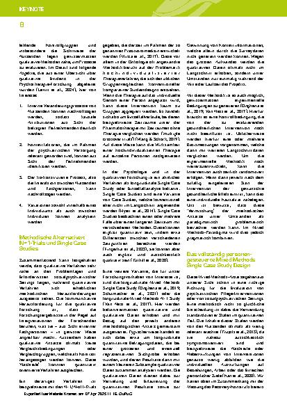 Vorschauseite 3: Das vollständig personen-gesteuerte Mixed Methods Single Case Study Design – Ein vielversprechender Ansatz für die Evaluation psychiatrischer Pflege und sozialpsychiatrischer Sett…