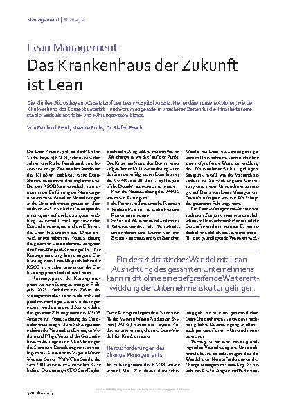 Vorschauseite 1: Lean Management Das Krankenhaus der Zukunft ist Lean