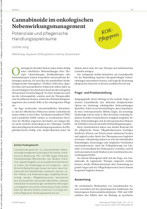 Vorschauseite 1: Cannabinoide im onkologischen Nebenwirkungsmanagement Potenziale und pflegerische Handlungsspielräume