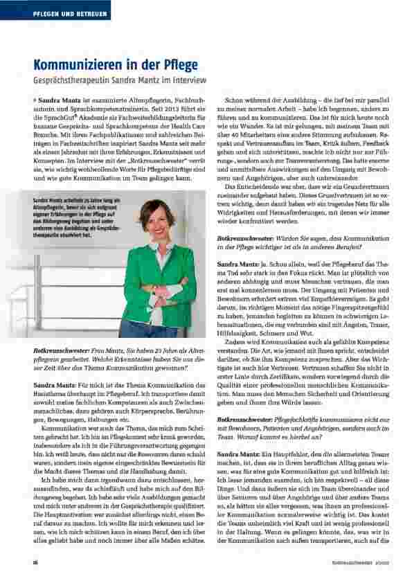 Vorschauseite 1: Kommunizieren in der Pflege: Gesprächstherapeutin Sandra Mantz im Interview