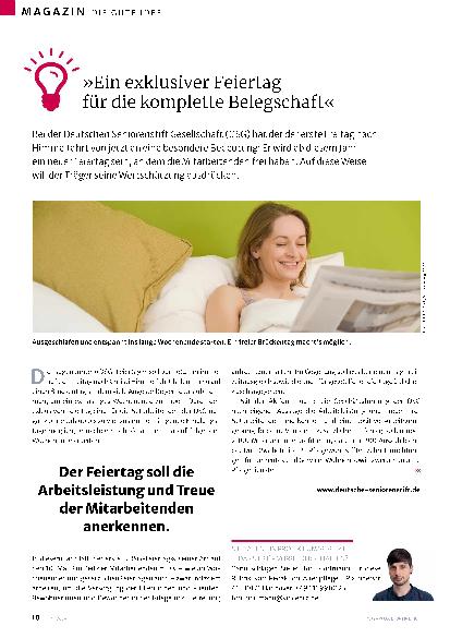 Vorschauseite 1: »Ein exklusiver Feiertag für die komplette Belegschaft«