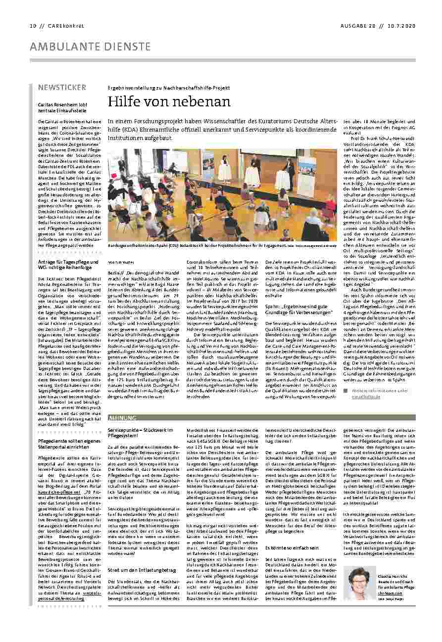 Vorschauseite 1: Ergebnisvorstellung zum Nachbarschaftshilfe-Projekt Hilfe von nebenan