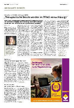 Vorschauseite 1: "Therapeutische Berufe werden im IPReG vernachlässigt. "