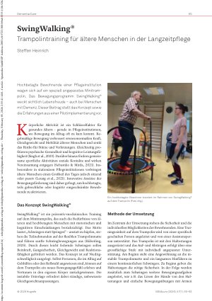 Vorschauseite 1: SwingWalking® Trampolintraining für ältere Menschen in der Langzeitpflege