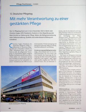 Vorschauseite 1: 12. Deutscher Pflegetag Mit mehr Verantwortung zu einer gestärkten Pflege