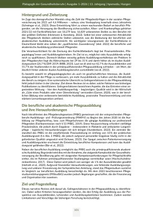 Vorschauseite 2: Gelingensfaktoren in der Ausbildung beruflich Pflegender Ein narratives Review