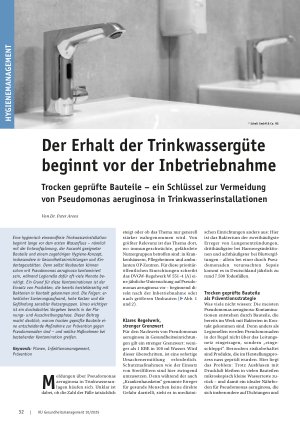 Vorschauseite 1: Der Erhalt der Trinkwassergüte beginnt vor der Inbetriebnahme