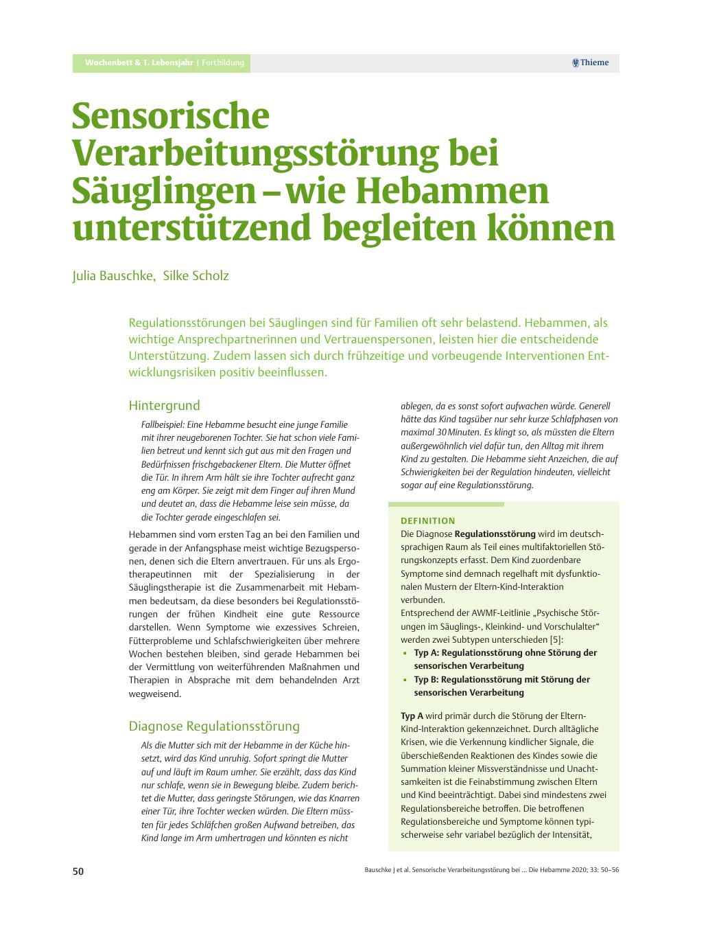 Vorschauseite 1: Sensorische Verarbeitungsstörung bei Säuglingen – wie Hebammen unterstützend begleiten können