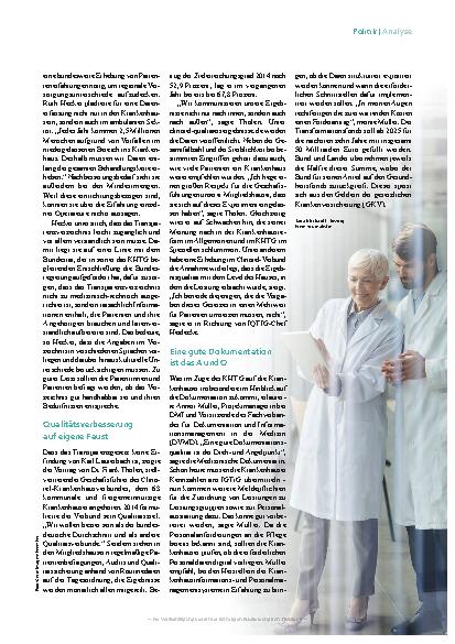 Vorschauseite 2: Krankenhaus-Transparenzgesetz Keine Angst vor dem „Gläsernen Krankenhaus“