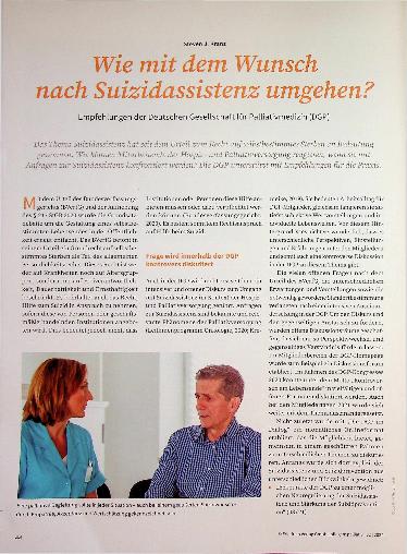 Vorschauseite 1: Wie mit dem Wunsch nach Suizidassistenz umgehen? Empfehlungen der Deutschen Gesellschaft für Palliativmedizin (DGP)