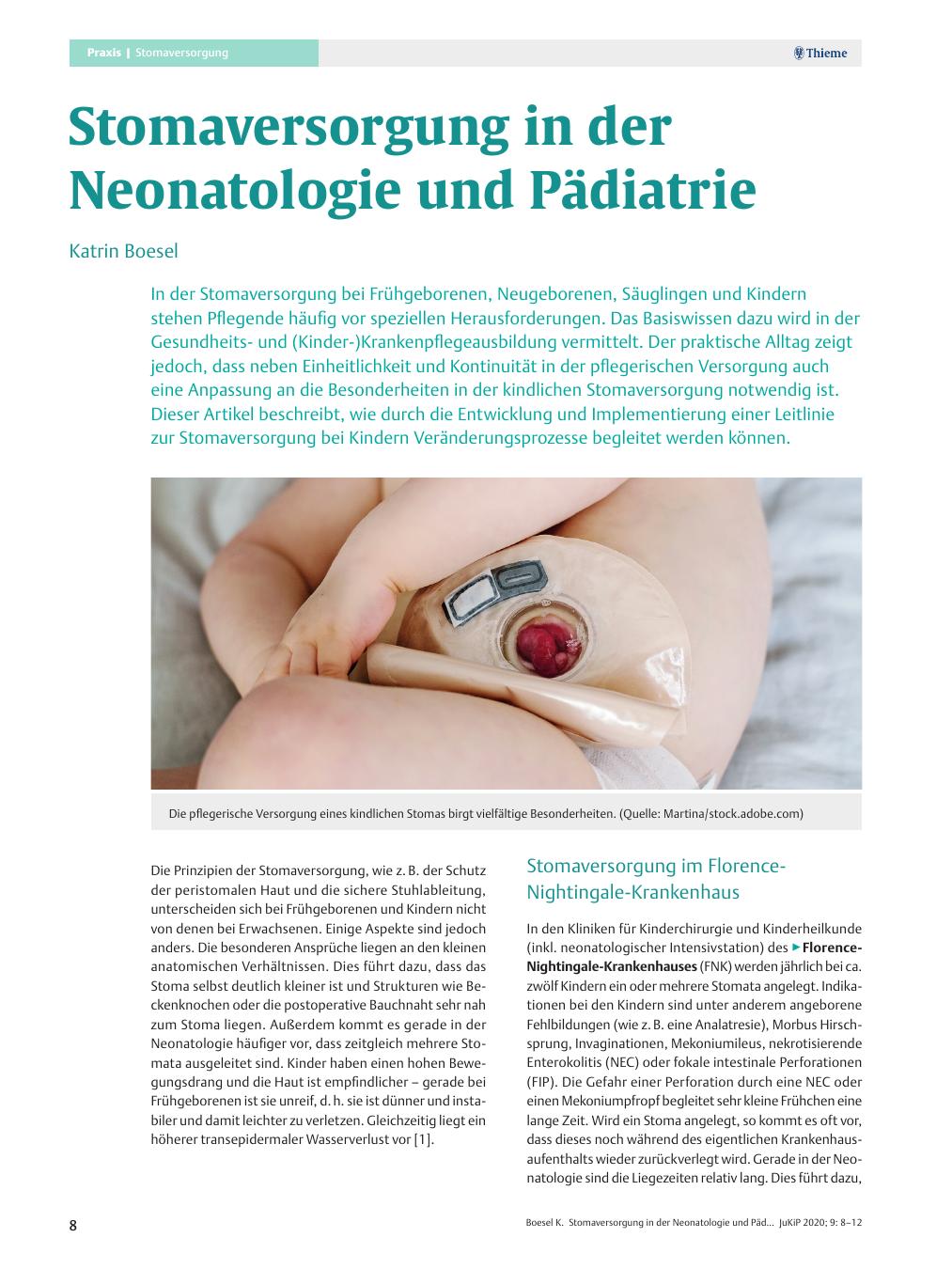 Vorschauseite 1: Stomaversorgung in der Neonatologie und Pädiatrie