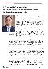 Vorschauseite 1: Stiftungsrat hat entschieden: Dr. Achim Bonte wird neuer Generaldirektor der Staatsbibliothek zu Berlin.