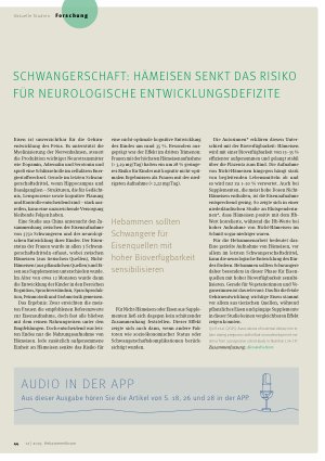 Vorschauseite 1: Schwangerschaft: Hämeisen senkt das Risiko für neurologische Entwicklungsdefizite