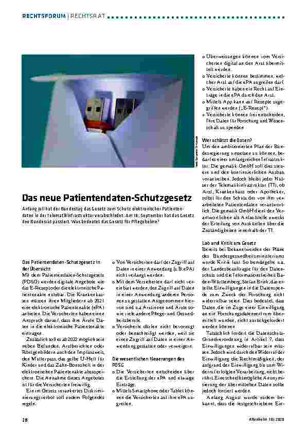 Vorschauseite 1: Das neue Patientendatenschutzgesetz