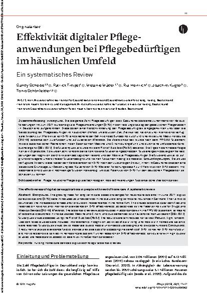 Vorschauseite 1: Effektivität digitaler Pflegeanwendungen bei Pflegebedürftigen im häuslichen Umfeld