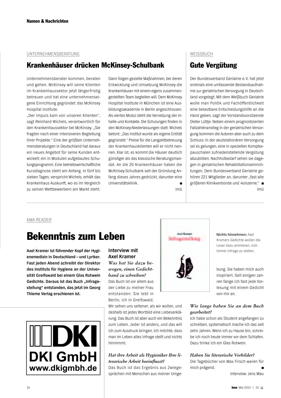 Vorschauseite 1: Bekenntnis zum Leben