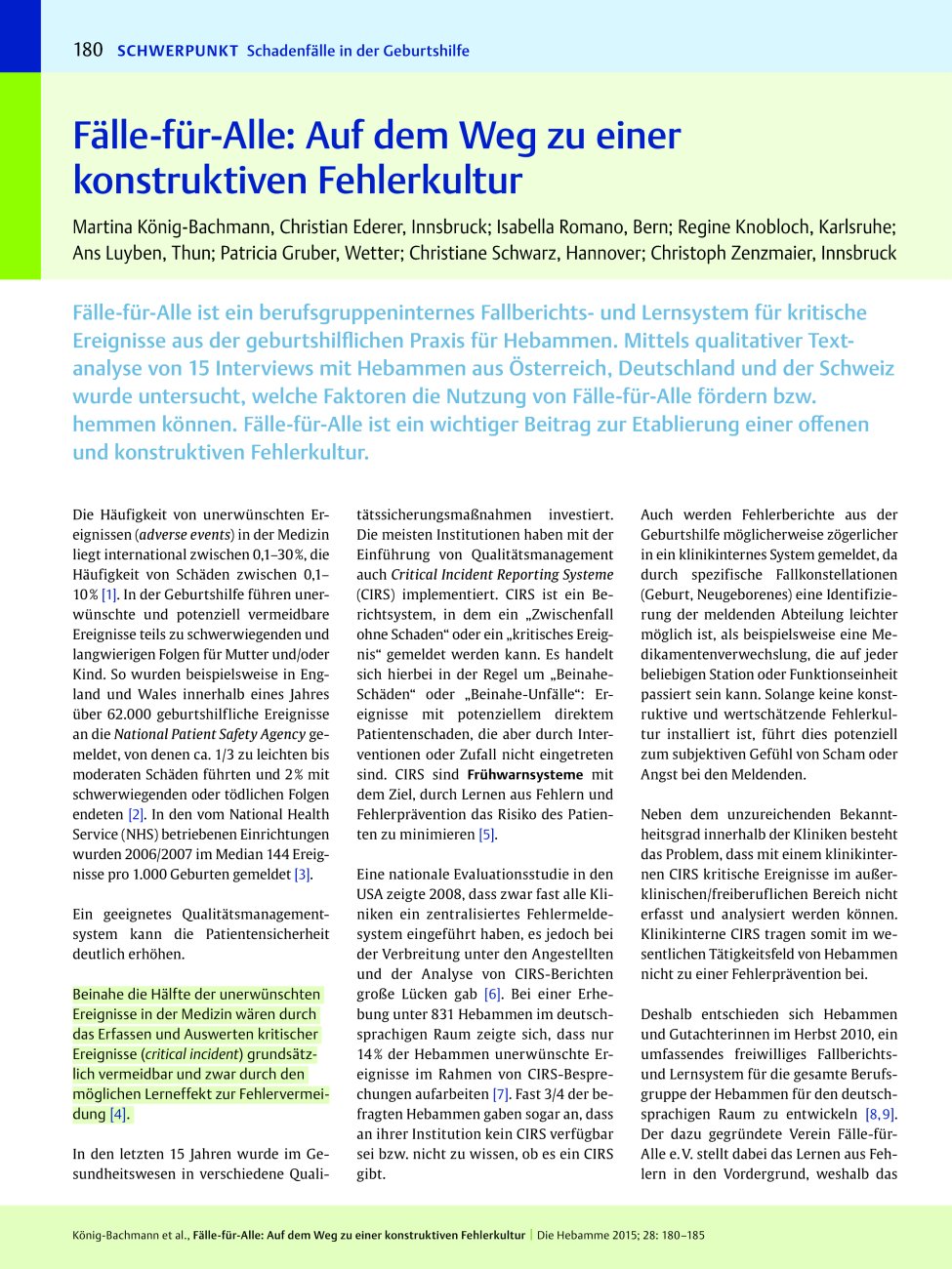 Vorschauseite 1: Fälle-für-Alle: Auf dem Weg zu einer konstruktiven Fehlerkultur