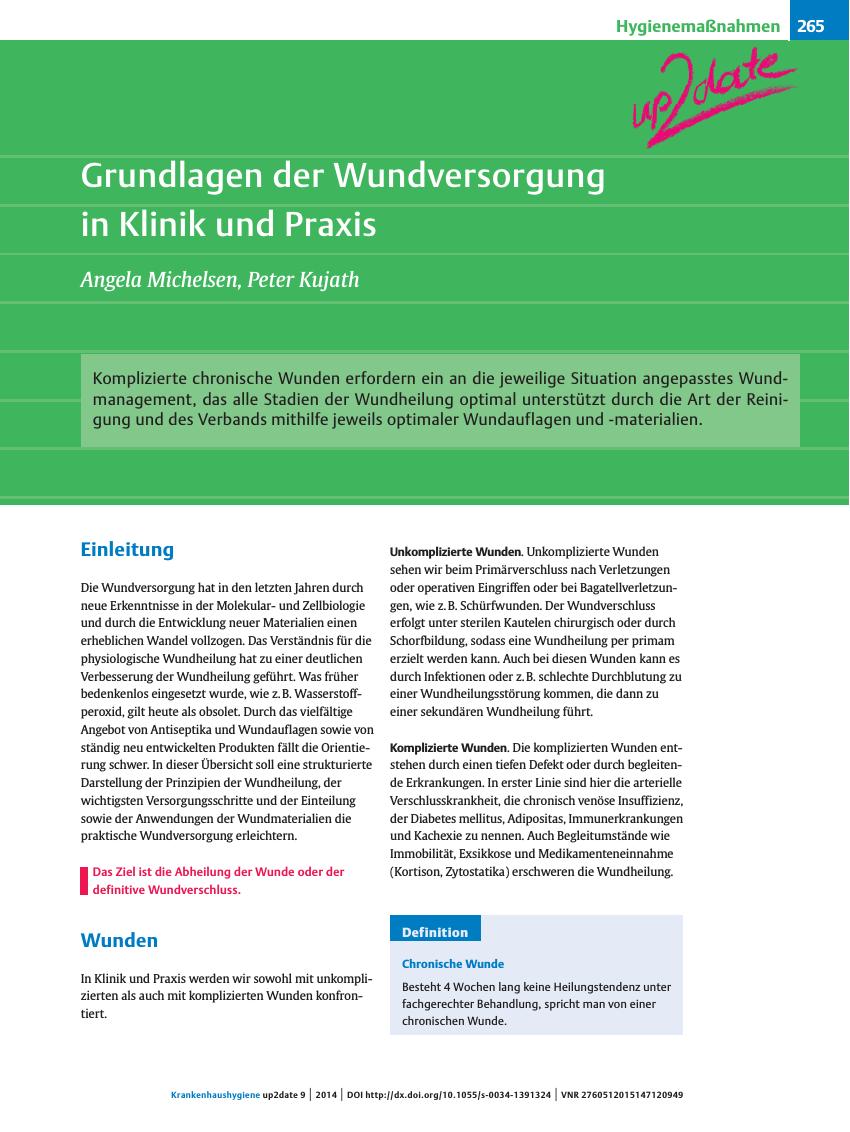 Vorschauseite 1: Grundlagen der Wundversorgung in Klinik und Praxis