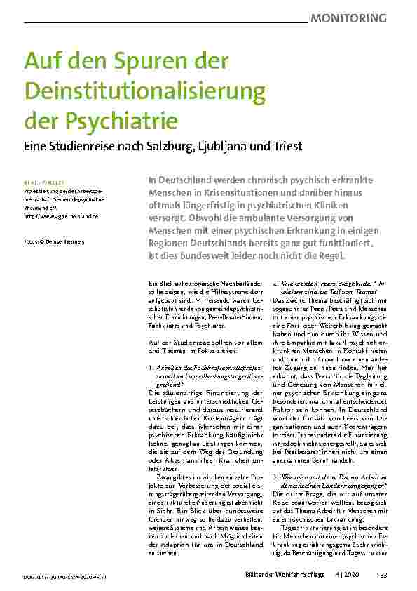 Vorschauseite 1: Auf den Spuren der Deinstitutionalisierung der Psychiatrie