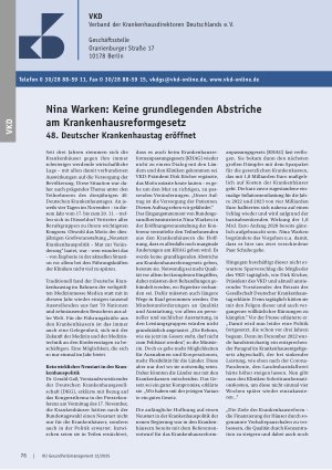 Vorschauseite 1: Nina Warken: Keine grundlegenden Abstriche am Krankenhausreformgesetz 48. Deutscher Krankenhaustag eröffnet