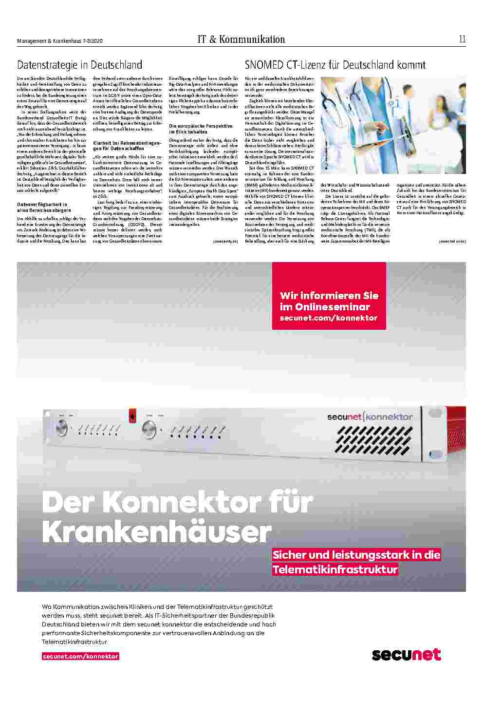 Vorschauseite 2: Vernetzung im Krankenhaus? Weiterhin unzureichend!