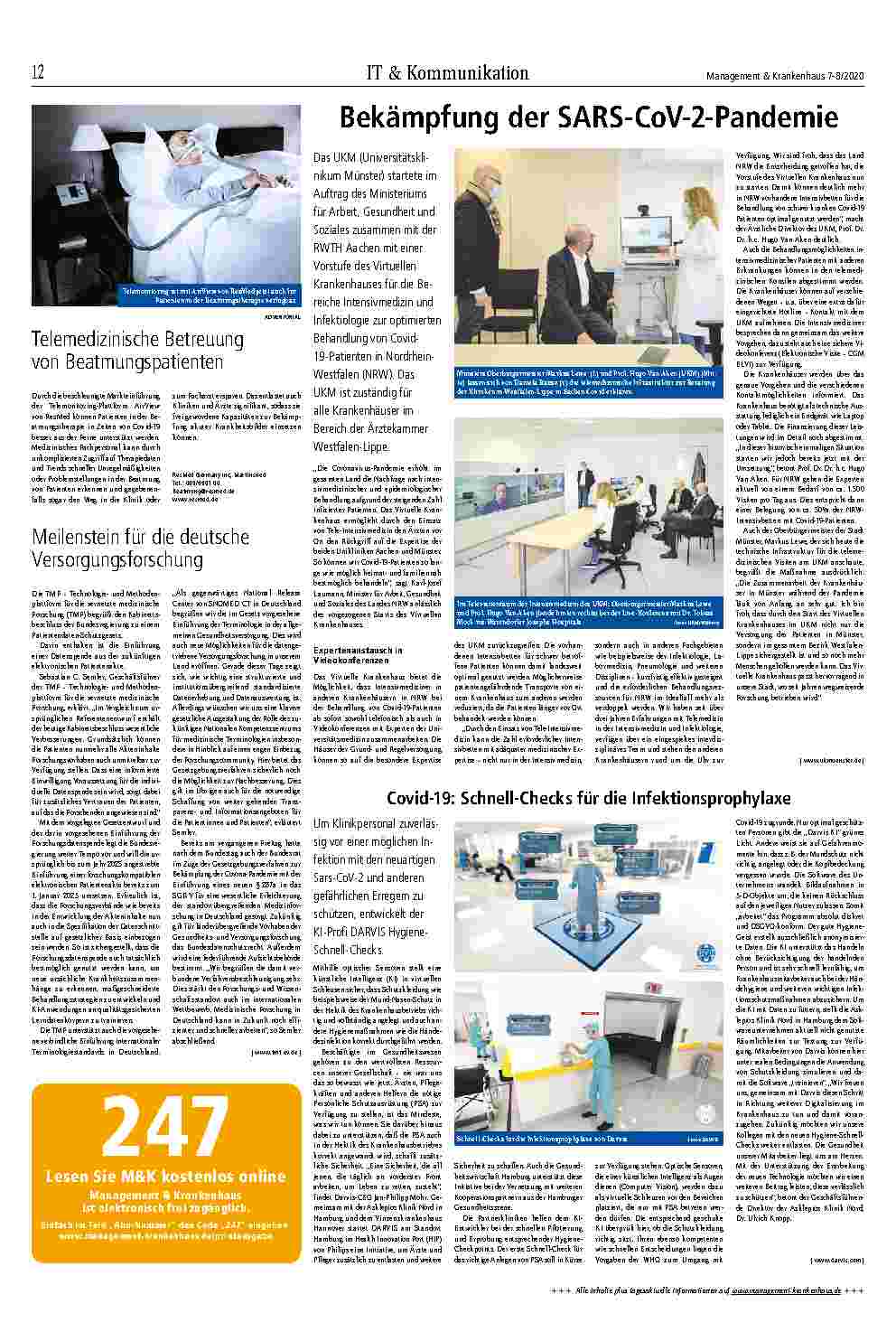Vorschauseite 3: Vernetzung im Krankenhaus? Weiterhin unzureichend!