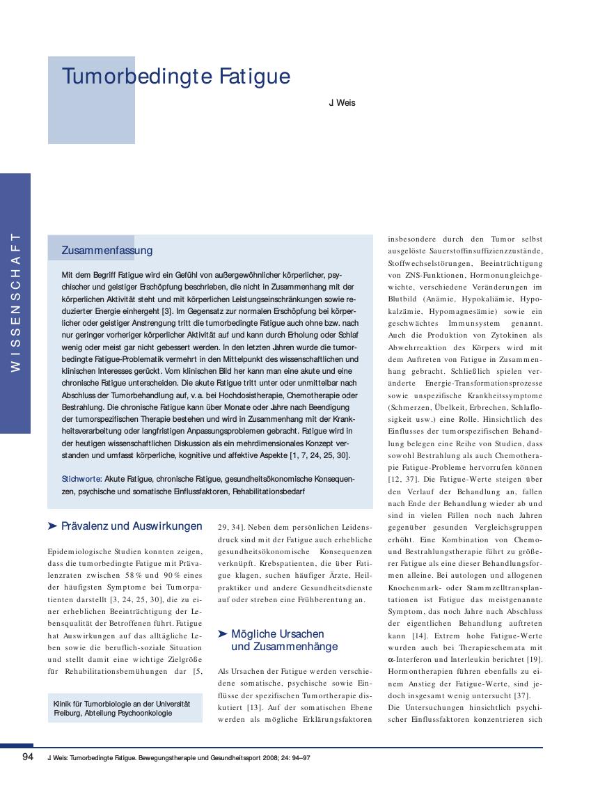 Vorschauseite 1: Tumorbedingte Fatigue