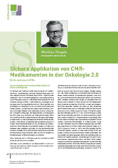 Vorschauseite 1: Sichere Applikation von CMR-Medikamenten in der Onkologie 2.0