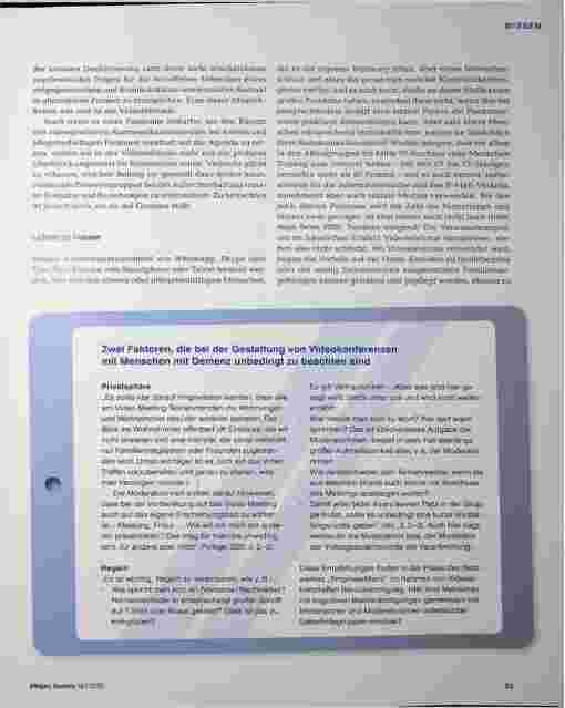 Vorschauseite 2: Digitale und soziale Teilhabe: So können Menschen mit Demenz von Videotelefonie profitieren.