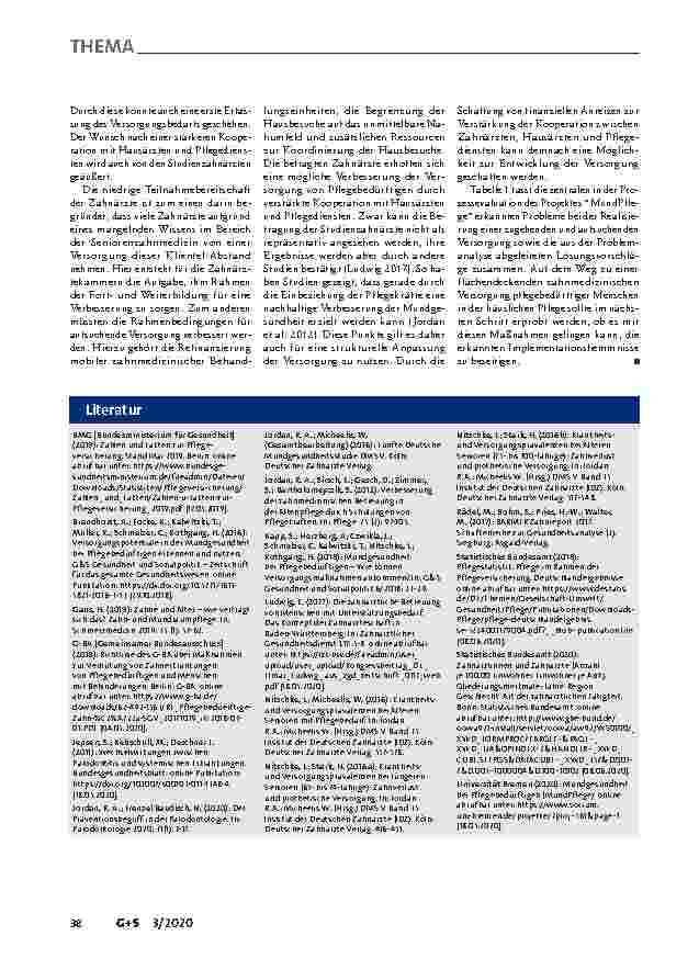 Vorschauseite 6: Verbesserung der Mundgesundheit bei Pflegebedürftigen in häuslicher Pflege: Welche weiteren Schritte sind notwendig?