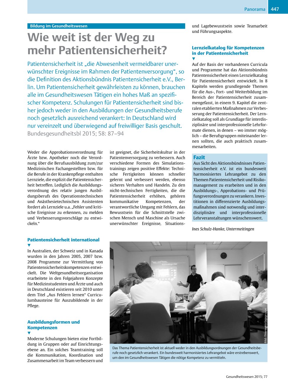 Vorschauseite 1: Wie weit ist der Weg zu mehr Patientensicherheit?
