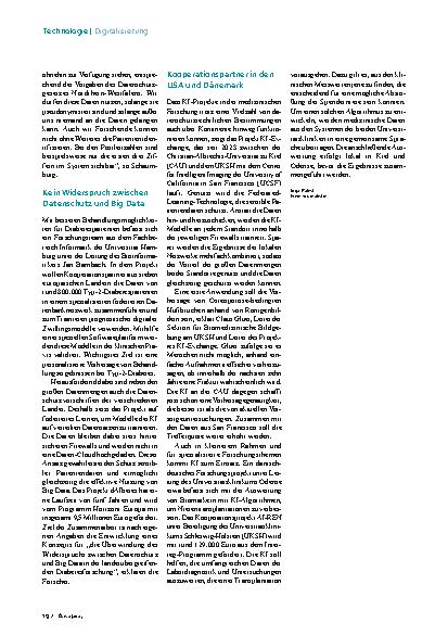 Vorschauseite 3: KI in der Medizin Millionen für Algorithmen