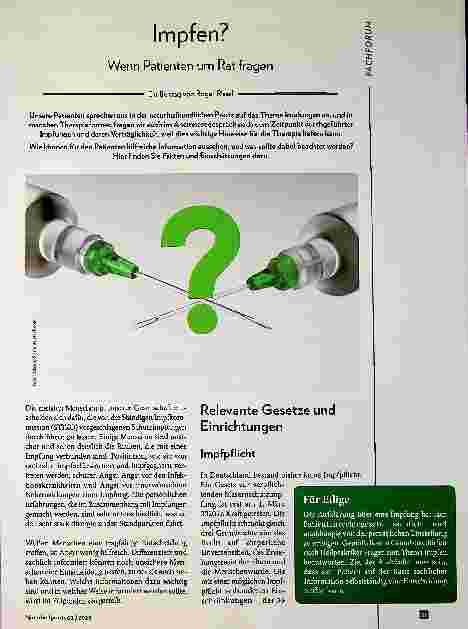 Vorschauseite 1: Impfen? Wenn Patienten um Rat fragen.