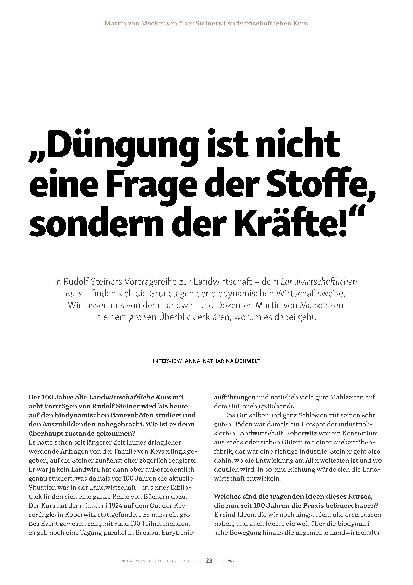 Vorschauseite 2: „Düngung ist nicht eine Frage der Stoffe, sondern der Kräfte!“