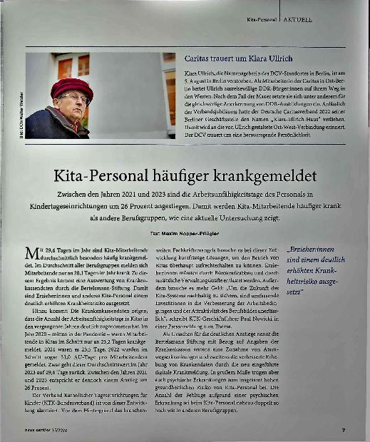 Vorschauseite 1: Kita-Personal häufiger krankgemeldet