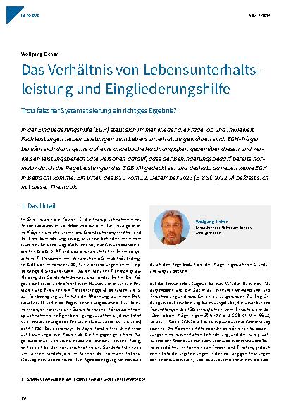 Vorschauseite 1: Das Verhältnis von Lebensunterhaltsleistung und Eingliederungshilfe