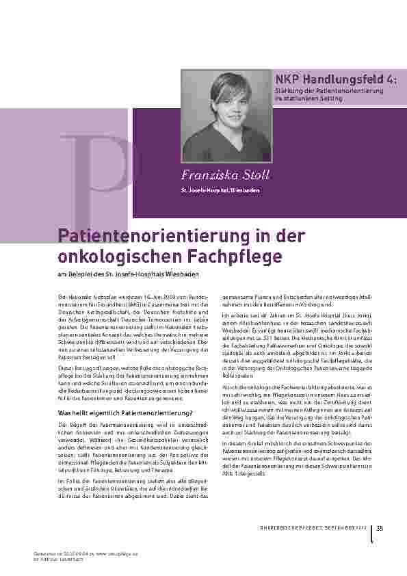 Vorschauseite 1: Patientenorientierung in der onkologischen Fachpflege