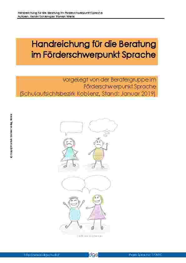 Vorschauseite 1: Handreichung für die Beratung im Förderschwerpunkt Sprache