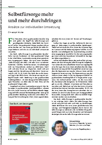 Vorschauseite 1: Selbstfürsorge mehr und mehr durchdringen Ansätze zur individuellen Umsetzung.