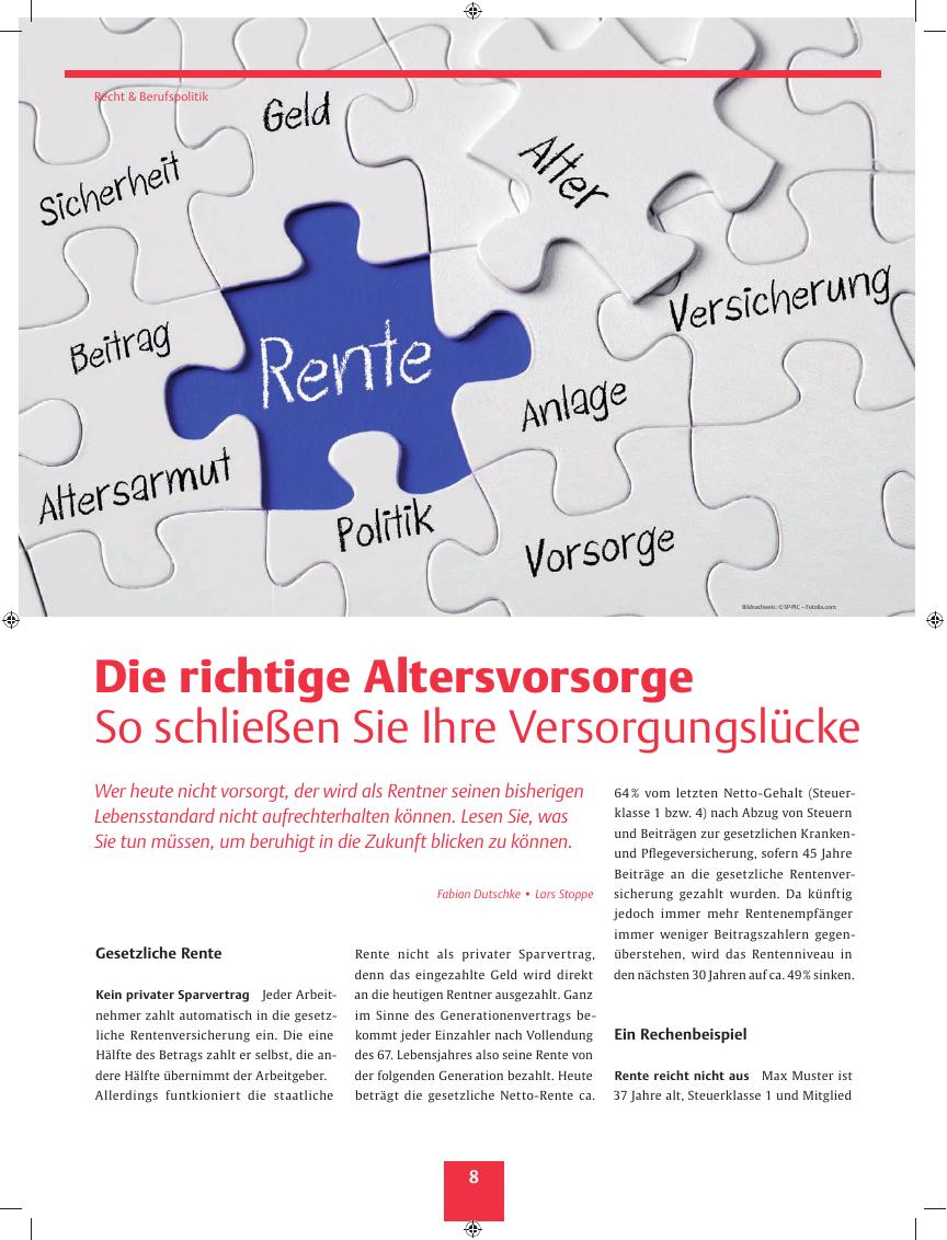 Vorschauseite 1: Die richtige Altersvorsorge ? So schließen Sie Ihre Versorgungslücke