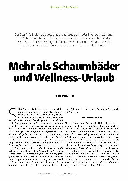 Vorschauseite 2: Mehr als Schaumbäder und Wellnessurlaub