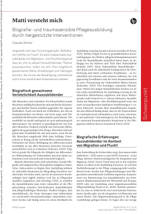 Vorschauseite 1: Matti versteht mich Biografieund traumasensible Pflegeausbildung durch tiergestützte Interventionen